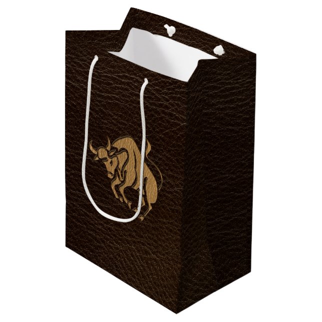 Sac Cadeau Moyen Taureau simili cuir (Devant Angle)