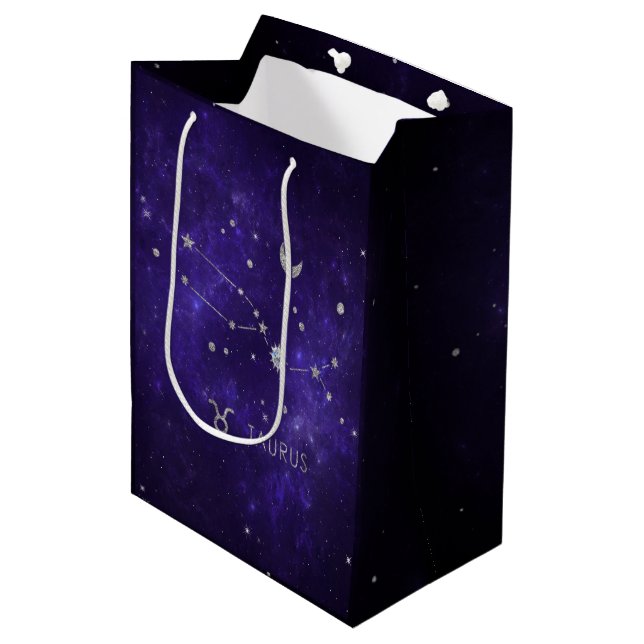 Sac Cadeau Moyen Taurus pourpre zodiaque | Horoscope d'astrologie c (Devant Angle)