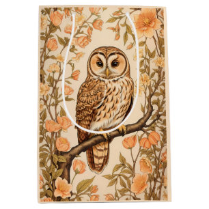 Sac Cadeau Moyen Tawny Owl Peach Blossoms William Morris Inspiré