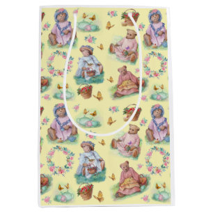 Sac Cadeau Moyen Tea Teddy Bear Time Jaune