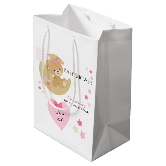 Sac Cadeau Moyen Teddy Bear Love Baby Girl Douche (Dos Angle)