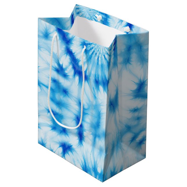 Sac Cadeau Moyen Teinture de tourbe bleu blanc (Devant Angle)