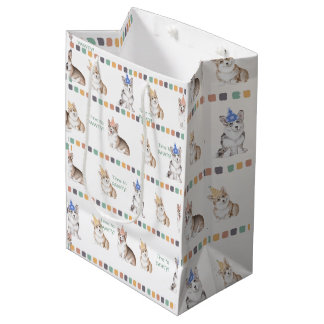 Sac Cadeau Moyen Temps personnalisable pour PAWTY Corgi papier d'en