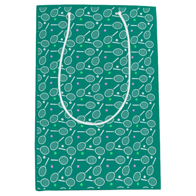 Sac Cadeau Moyen Tennis Racket Motif Retro Emerald Green (Devant)