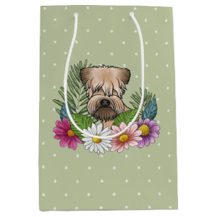 Sac Cadeau Moyen Tervueren à poil doux Fleurs colorées Vert