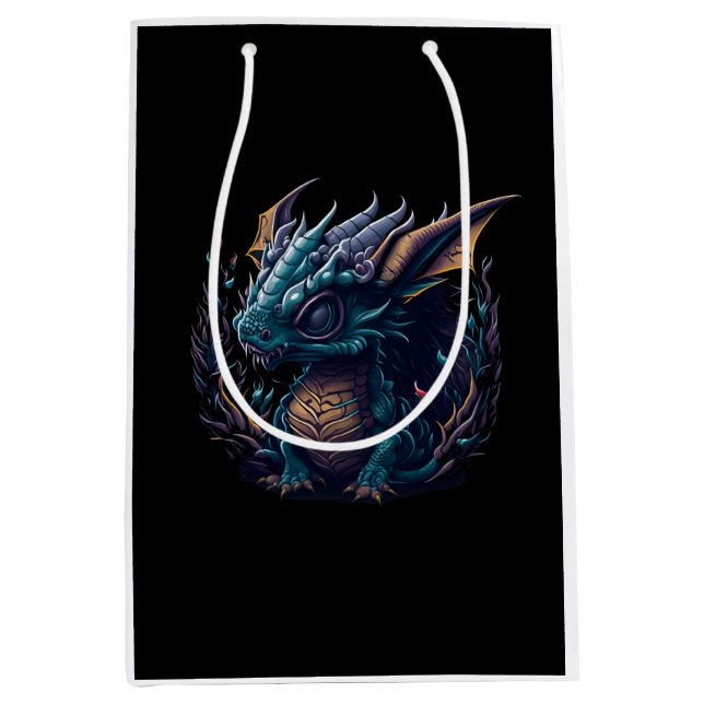 Sac Cadeau Moyen tête violette-bleu-dragon-à-tête-violet-bleu (Devant)