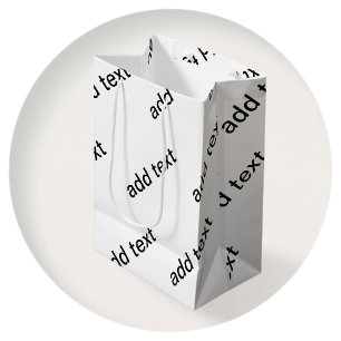 Sac Cadeau Moyen Texte extensible personnalisable Blanc et noir mod