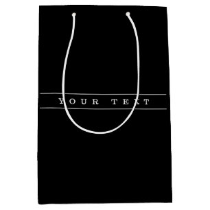 Sac Cadeau Moyen Texte simple élégant et fines rayures