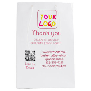 Sac Cadeau Moyen texte simple minimal ajoutez votre logo/dessin ici