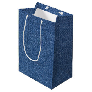 Sac Cadeau Moyen Textile fabric bleu fashion jean denim