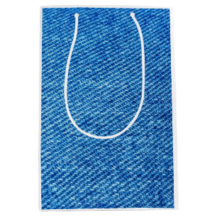 Sac Cadeau Moyen Texture de Denim bleu