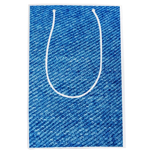 Sac Cadeau Moyen Texture de Denim bleu (Devant)
