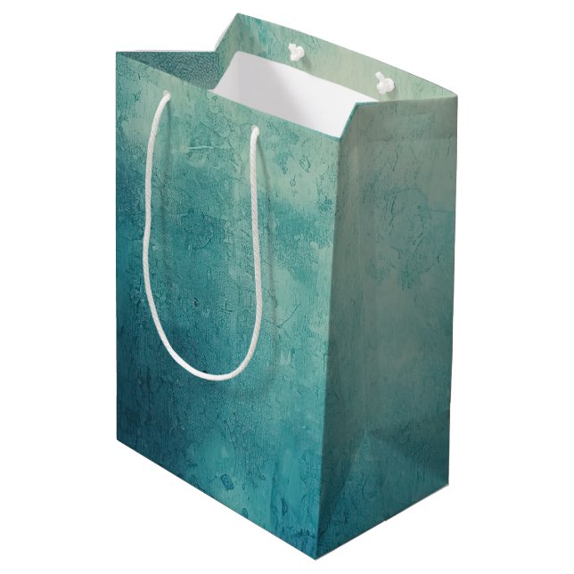 Sac Cadeau Moyen Texture verte turquoise Aqua (Dos Angle)