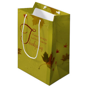 Sac Cadeau Moyen Thanksgiving veut typographie Feuilles