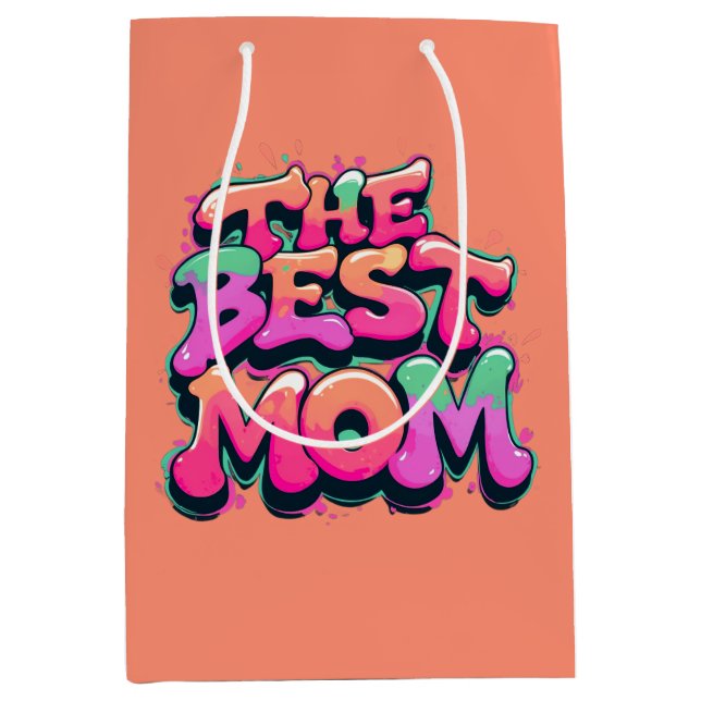Sac Cadeau Moyen The best mom style graffiti (Devant)