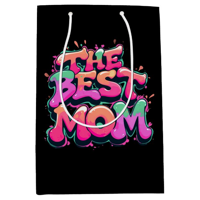 Sac Cadeau Moyen The best mom style graffiti (Devant)