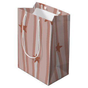 Sac Cadeau Moyen Thème de plage Brown Stars et Stripes