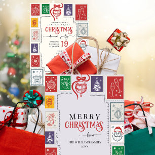Sac Cadeau Moyen Timbres rétro Whimsical Doodles de Noël