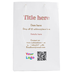 Sac Cadeau Moyen titre scanner QR contact logo ici lieu date entrep