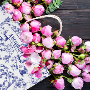 Sac Cadeau Moyen Toile bleue et blanche de Jouy Fête des mariées