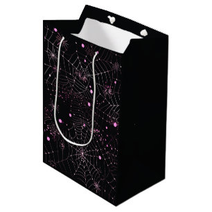 Sac Cadeau Moyen Toiles d'araignées et points modernes Halloween no