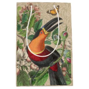 Sac Cadeau Moyen Toucan Jungle Oiseau Tropical Beau Antique