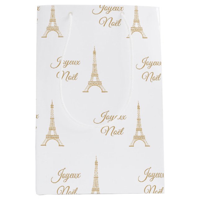 Sac Cadeau Moyen Tour Eiffel Joyeux Noel (Devant)