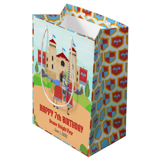 Sac Cadeau Moyen Tournoi médiéval des chevaliers fête d'anniversair (Dos Angle)