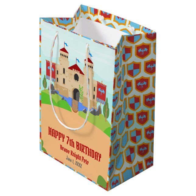 Sac Cadeau Moyen Tournoi médiéval des Chevaliers Garçon fête d'anni (Dos Angle)