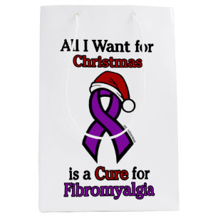 Sac Cadeau Moyen Tout ce que je veux pour Noël/Casquette...Fibro Me