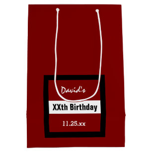 Sac Cadeau Moyen Tout rouge d'anniversaire d'année avec la coutume