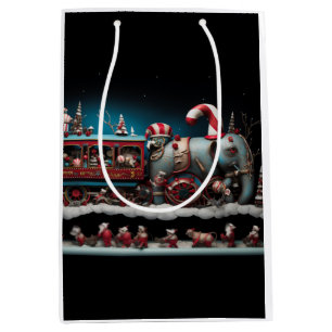 Sac Cadeau Moyen Train de bonbons de Noël Whimsical 1