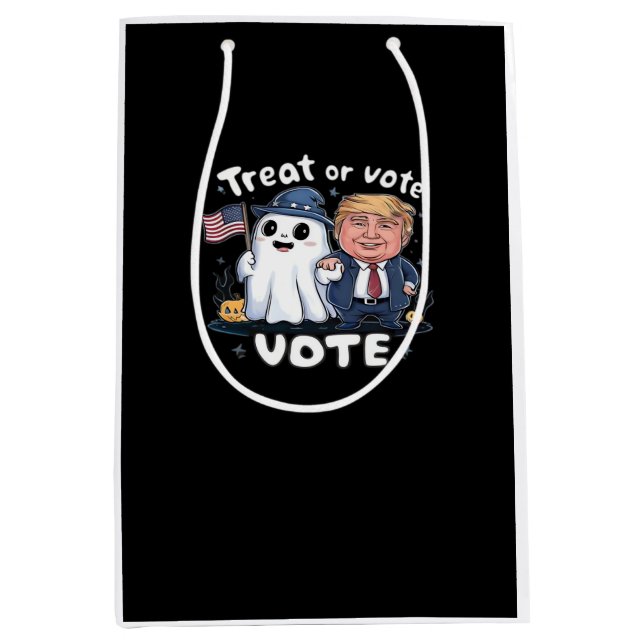 Sac Cadeau Moyen Traiter Ou Voter, Trumpkin Éffrayant, Halloween Gr (Devant)