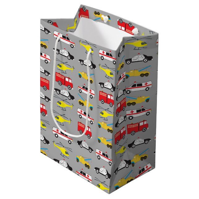 Sac Cadeau Moyen Transport des véhicules d'urgence (Devant Angle)