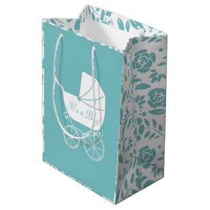 Sac Cadeau Moyen Transport vintage Baby shower Cute Blue Boy