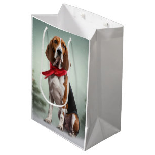 Sac Cadeau Moyen Trek Walker Coonhound Dog en Noël de neige