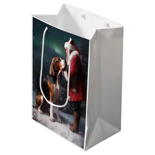 Sac Cadeau Moyen Trek Walker Coonhound Noël du Père Noël (Devant Angle)