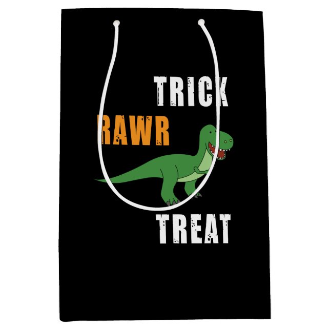 Sac Cadeau Moyen Trick Rawr Treat Cute Halloween Tyrannosaurus Rex (Devant)
