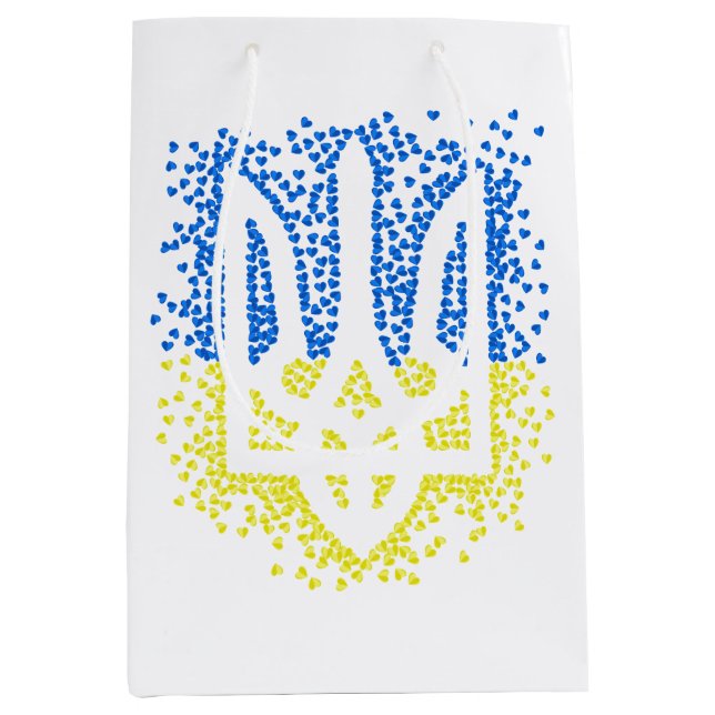 Sac Cadeau Moyen Trident de l'emblème ukrainien tryzub dispersant l (Devant)