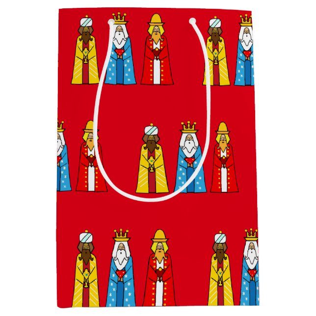 Sac Cadeau Moyen Trois hommes sages en rouge (Devant)