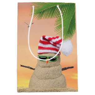 Sac Cadeau Moyen Tropical Christmas Sand Snowman