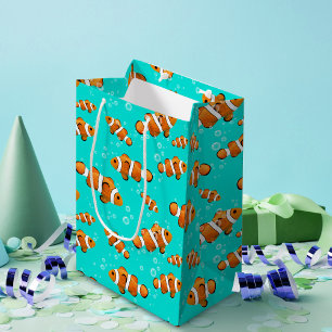 Sac Cadeau Moyen Tropical Clownfish & Bubbles Motif
