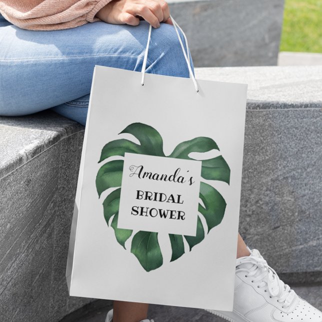 Sac Cadeau Moyen Tropical feuille de palme Douche nuptiale (Créateur téléchargé)