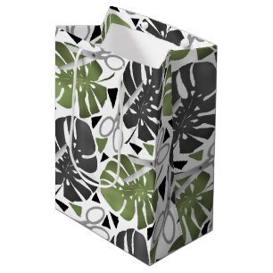 Sac Cadeau Moyen Tropical print monstera leaves scissors jungle exo