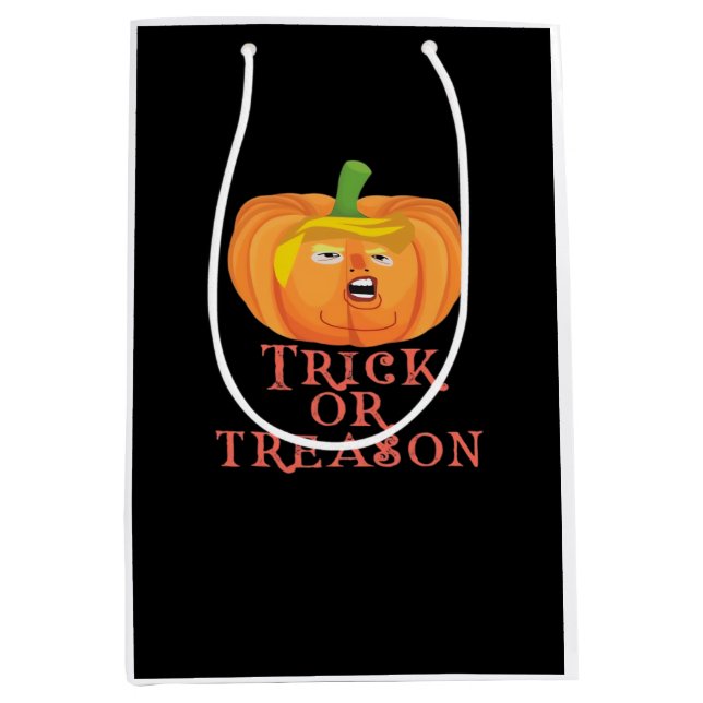 Sac Cadeau Moyen Trucs Ou Trahison Halloween Impeach Trumpkin Desig (Devant)