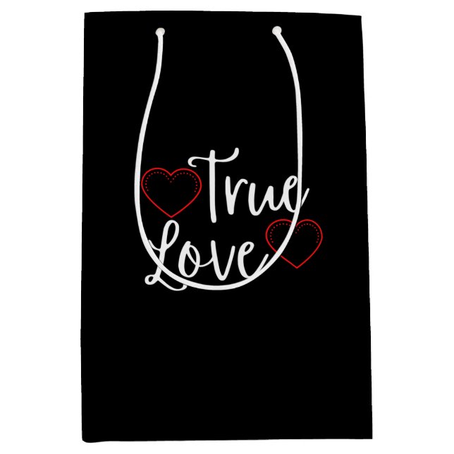 Sac Cadeau Moyen True Love White Valentine's (Devant)