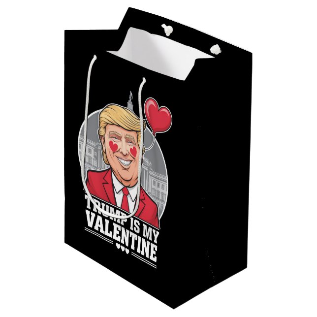 Sac Cadeau Moyen Trump est ma Saint Valentin (Devant Angle)