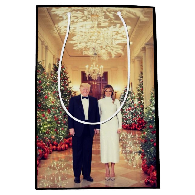 Sac Cadeau Moyen Trump Président des États-Unis Maison-Blanche Noël (Devant)