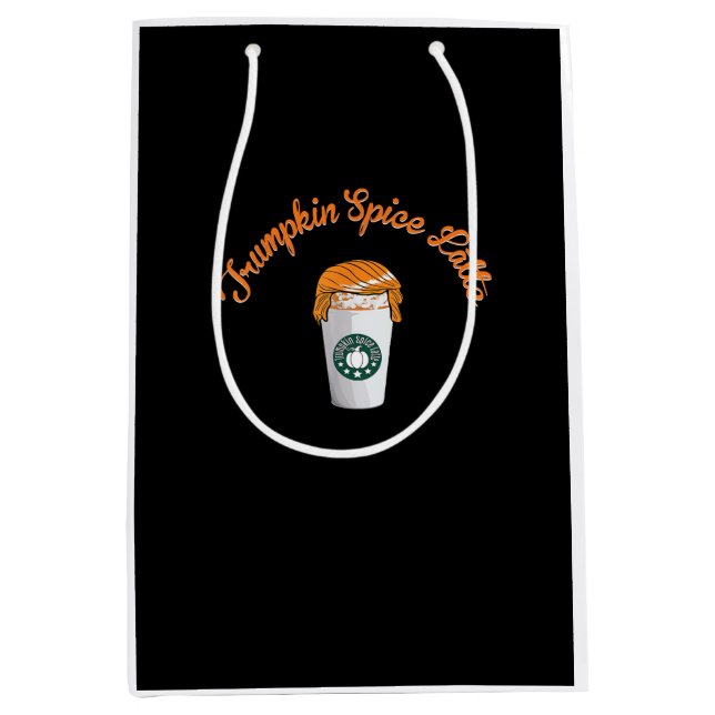Sac Cadeau Moyen Trumpkin Citrouille Spice Latte Café de vacances (Devant)