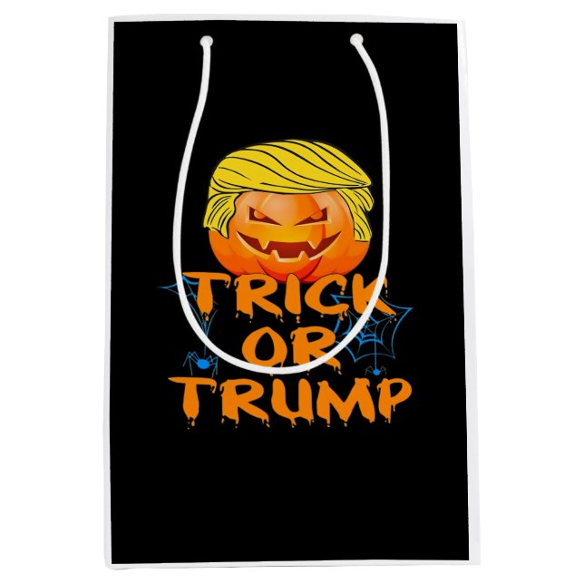 Sac Cadeau Moyen Trumpkin Drôle Design Pour Halloween (Devant)